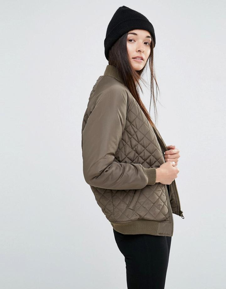New Look Quilted Bomber Jacket