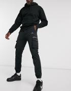 River Island Nylon Cargo Pants In Black