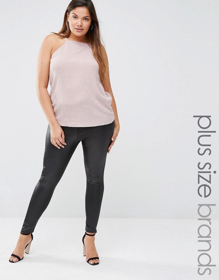 Missguided Plus Wet Look Leggings - Black