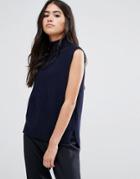 Ymc Merino Wool Roll Neck Knit Tank Top - Blue