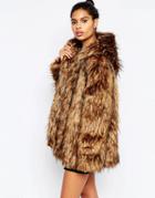 Story Of Lola Hooded Faux Fur Coat - Brown