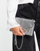 Stradivarius Chainmail Cross Body Bag In Silver With Chain Handle Detail