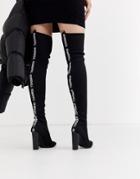 Asos Design Kudos Bombshell Knitted Thigh High Boots In Black