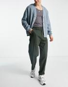 Asos Design Oversized Tapered Chinos In Dark Green