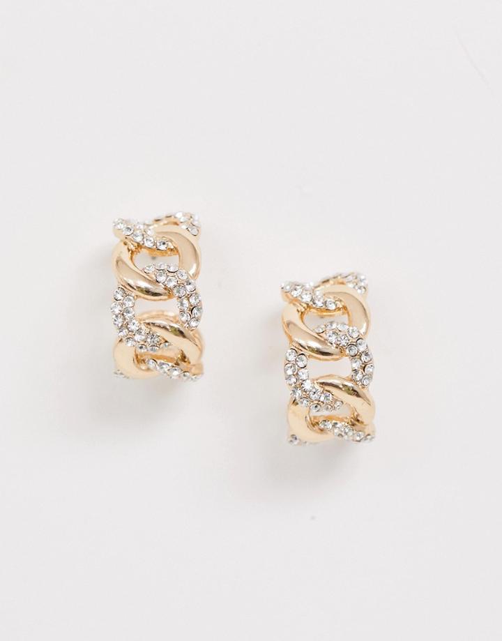 Aldo Agrilin Embellished Twisted Hoop Earrings-gold