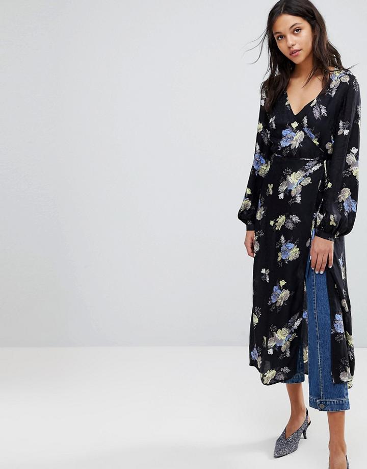 Gestuz Flower Print Wrap Open Kimono - Multi