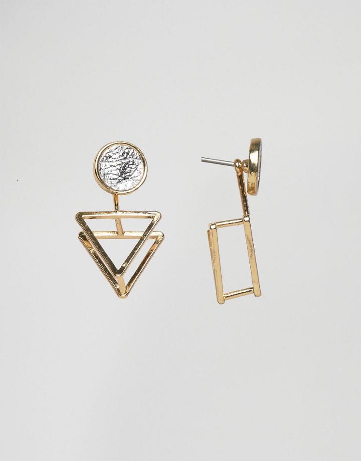 Asos Textured Triangle Metallic Swing Earrings - Multi