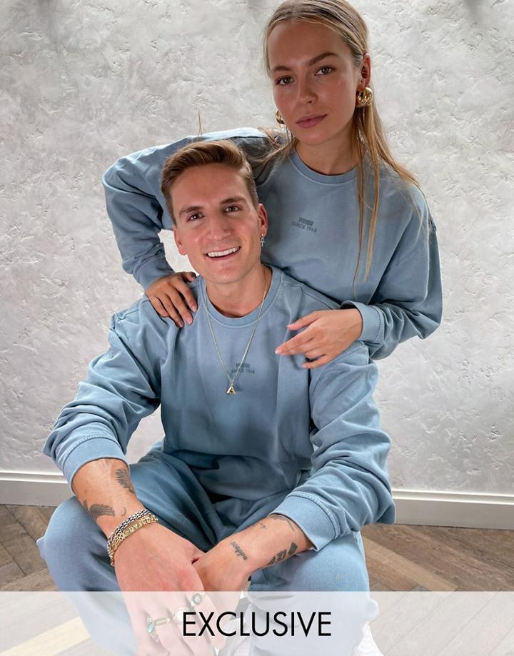 Puma Logo Sweatshirt In Washed Blue