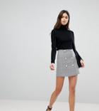 Asos Design Tall Double Breasted Mini Skirt In Check With Buttons-multi