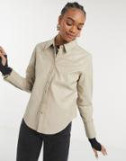 Steele Torri Vegan Friendly Leather Button Up Shirt In Tan-brown