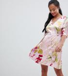 Vero Moda Petite Floral Tie Dress - Pink