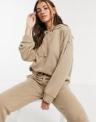 Mango Knitted Hoodie Co-ord In Camel-neutral