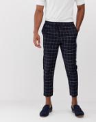 New Look Smart Pants In Navy Grid Check