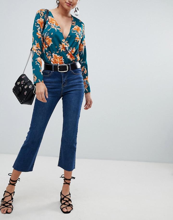 Missguided Cropped Flare Jeans - Blue