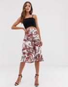 B.young Paisley Uneven Hem Skirt - Multi