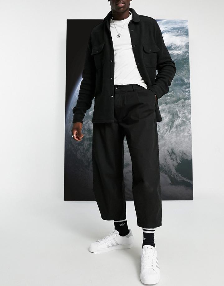Asos Design Wide Crop Chinos In Black