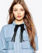 Asos Bow Tie With Western Fringe Ends - Black
