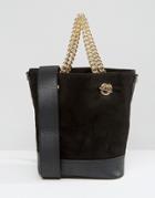 New Look Gold Chain Bucket Bag - Black