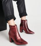 Simply Be Wide Fit Leilani High Ankle Boots In Rust-red