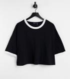 Asos Design Curve T-shirt With Contrast Tipped Edge In Black