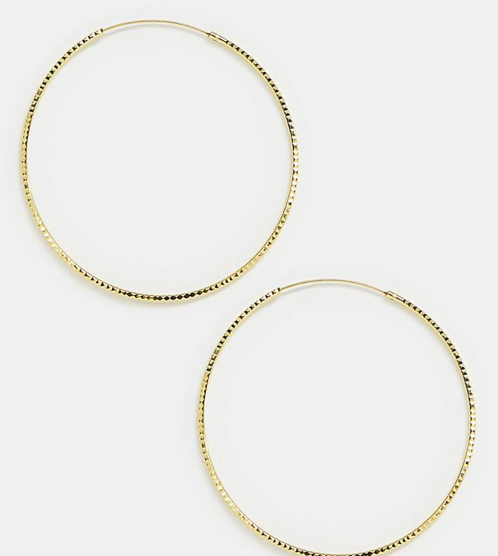Kingsley Ryan Sterling Silver Gold Plated 20mm Sparkly Hoop Earrings - Gold