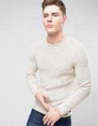 Only & Sons Knitted Sweater In Loose Knit And Raw Hem - Cream