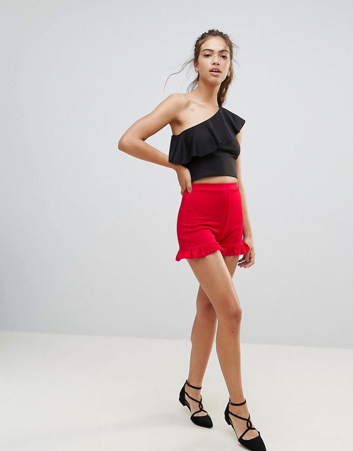 Lasula Frill Bottom Shorts - Red
