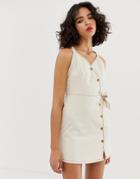 Moon River Cami Dress With Button Detail-cream
