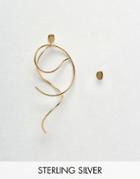 Asos Gold Plated Sterling Silver Mismatch Swirl Earrings - Gold