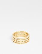 Asos Design Stainless Steel Band Ring With Triangle Cut Out In Gold Tone