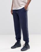 Asos Standard Joggers In Reverse Loopback With Taping - Blue