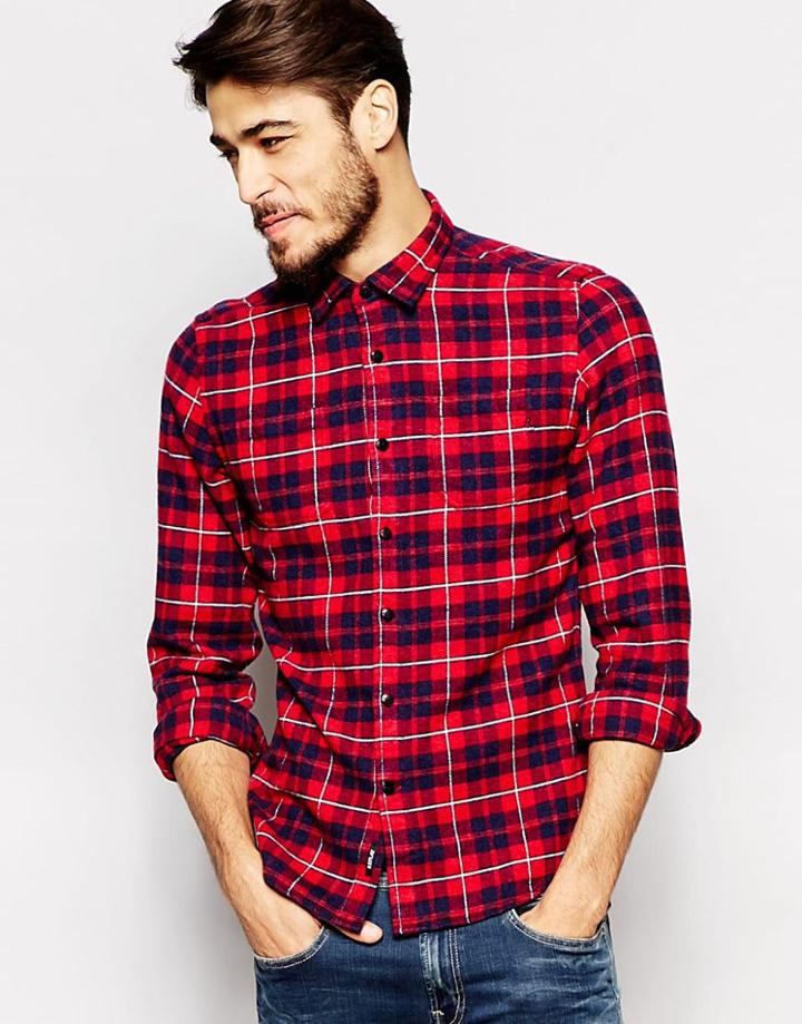 Replay Shirt Check Flannel 2 Pocket - Red Check