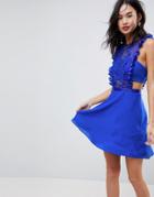 Asos Lace Pinafore Mini Dress - Blue