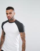 Asos Design Muscle Fit Raglan T-shirt - Multi