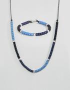 Icon Brand Bead & Chain Necklace In Blue - Blue