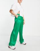 Jjxx Elasticated Waist Satin Dad Pants In Bright Green