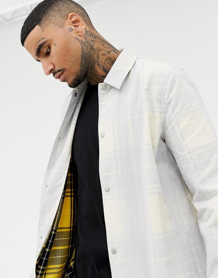 Asos Design Coach Jacket In Subtle Yellow Check - Multi