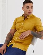 New Look Short Sleeve Oxford Shirt In Mustard - Yellow