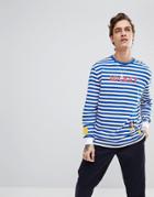 Asos Mickey Stripe Relaxed Long Sleeve T-shirt With Cuff And Hem Print - Multi