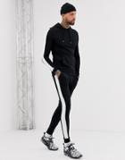 Asos Design Tracksuit Muscle Hoodie/extreme Super Skinny Joggers In Black With Side Stripe - Black