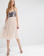 Needle & Thread Embellished Folk Midi Dress - Pink