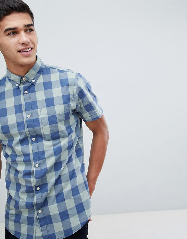Jack & Jones Originals Short Sleeve Shirt In Block Check - Green