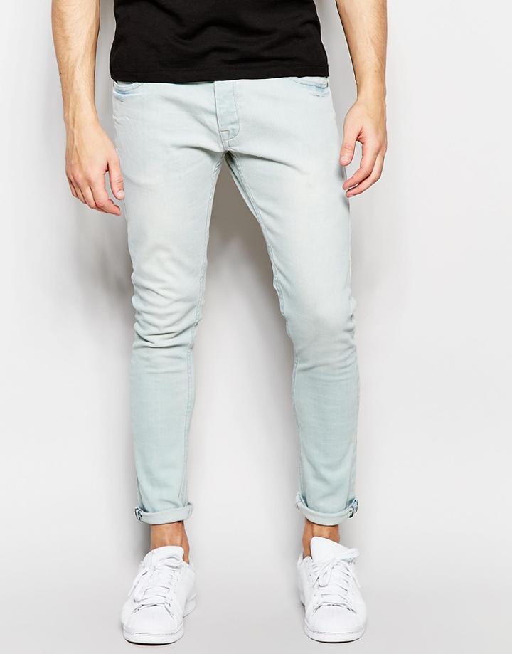 Brave Soul Skinny Acid Wash Jeans - Blue