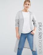 Junarose Longline Knitted Cardigan With Side Splits - Gray