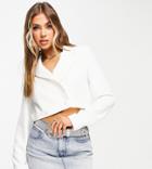Asyou Cropped Double Breasted Blazer In White