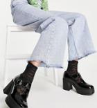 Asos Design Wide Fit Spark Chunky Mary Jane High Shoes In Black Patent