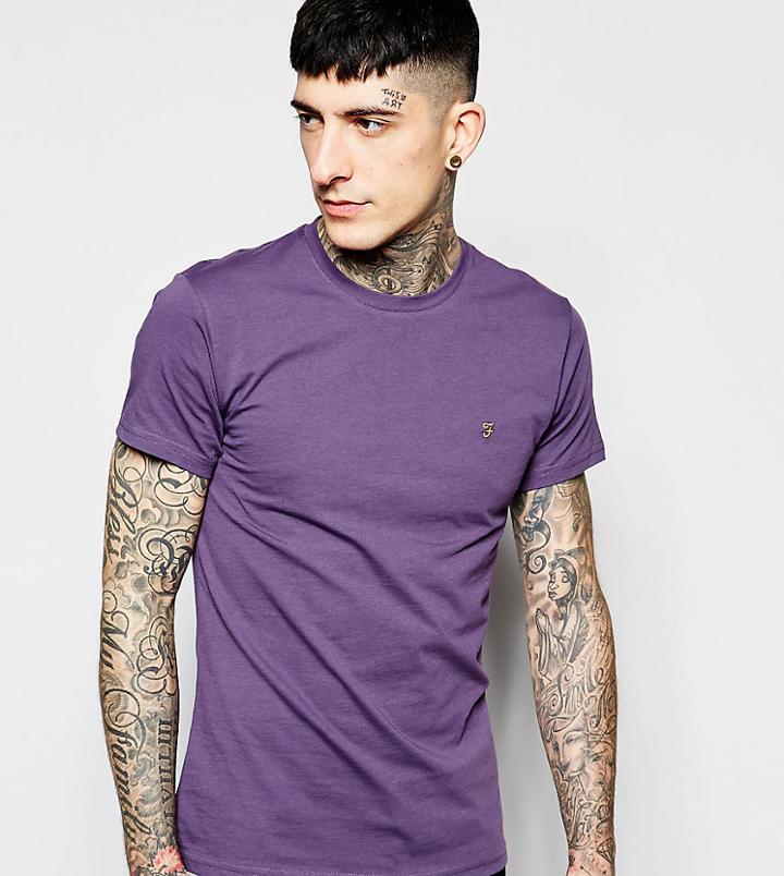 Farah T-shirt With F Logo Slim Fit Exclusive - Purple
