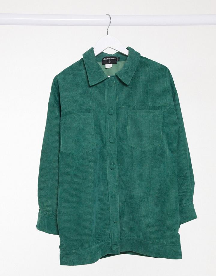 Hearbreak Corduroy Shirt In Forest Green