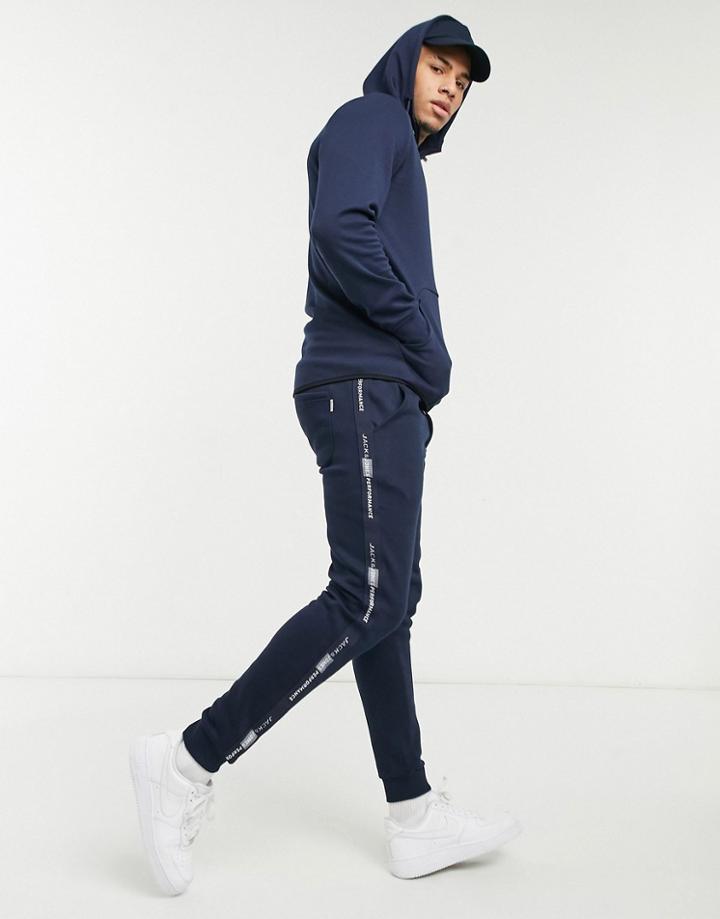 Jack & Jones Core Performance Set Sweatpants With Taping In Navy