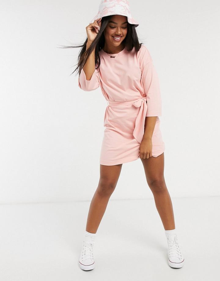Monki Alexa Organic Cotton T-shirt Mini Dress In Pink-purple